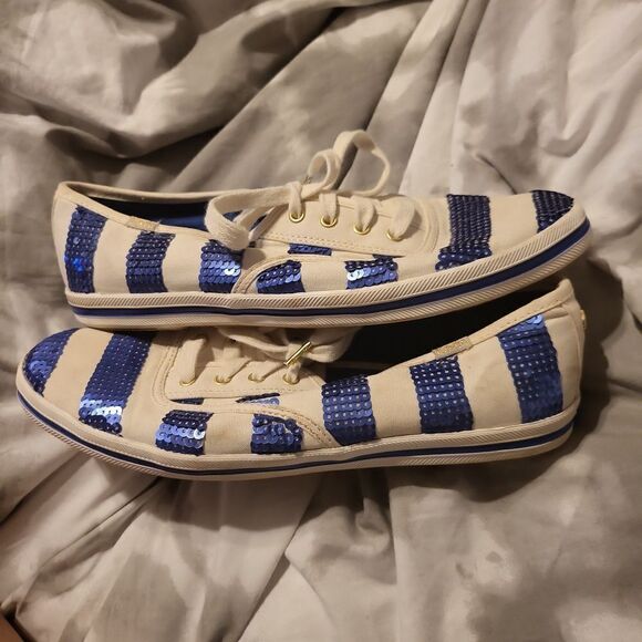 Kate spade/ keds sequin blue canvas is white good used condition sz.7.5 - Picture 5 of 7